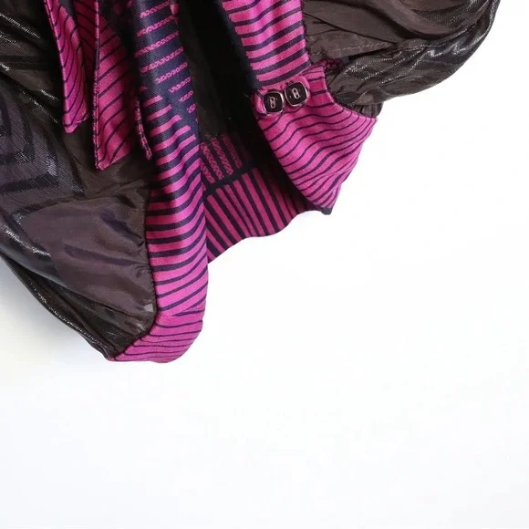Custo Barcelona burgundy blouse unique designer top geometric print batwing tie